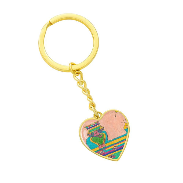 Brave Heart, Graphic Heart Keychain