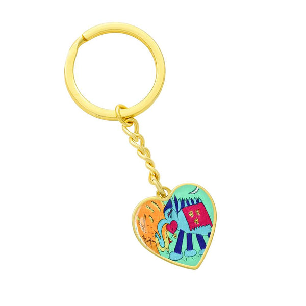 Noble Elephant, Graphic Heart Keychain