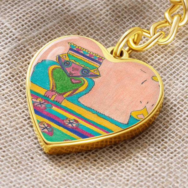 Brave Heart, Graphic Heart Keychain