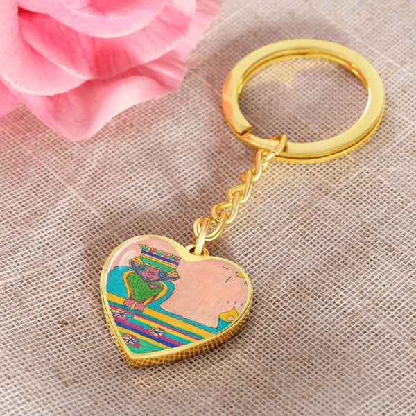 Brave Heart, Graphic Heart Keychain