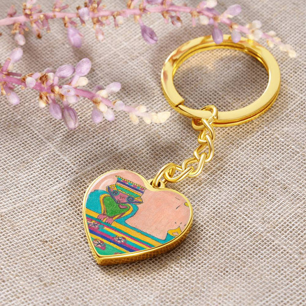 Brave Heart, Graphic Heart Keychain