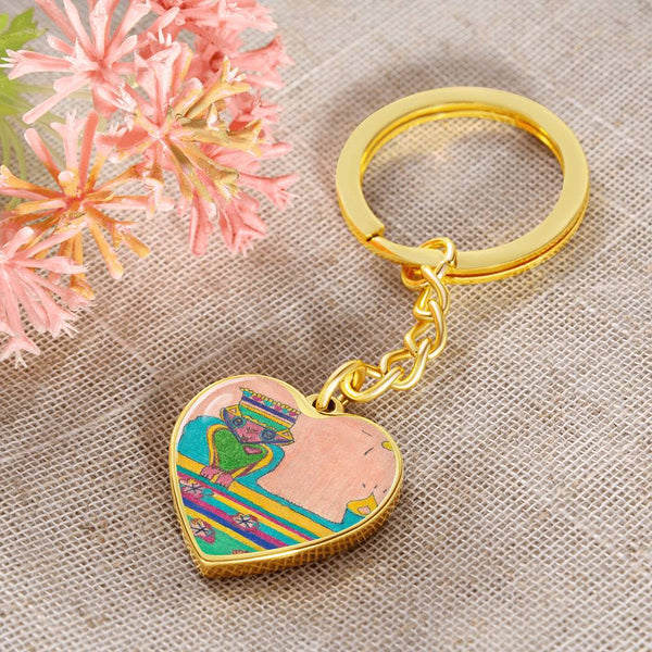 Brave Heart, Graphic Heart Keychain