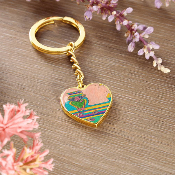 Brave Heart, Graphic Heart Keychain