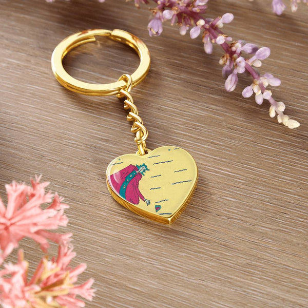 Noble Queen of Hearts, Graphic Heart Keychain