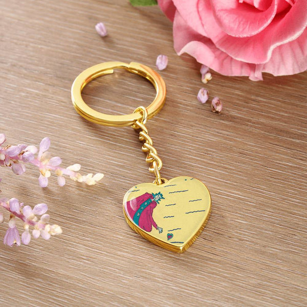 Noble Queen of Hearts, Graphic Heart Keychain