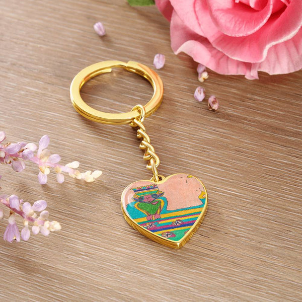 Brave Heart, Graphic Heart Keychain