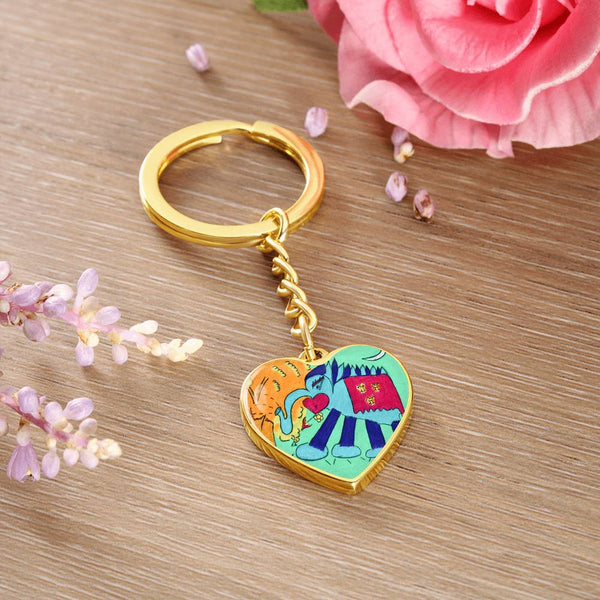 Noble Elephant, Graphic Heart Keychain