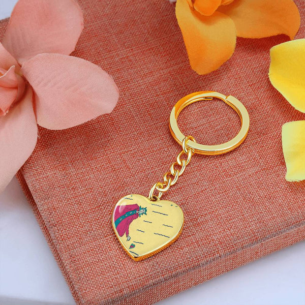 Noble Queen of Hearts, Graphic Heart Keychain