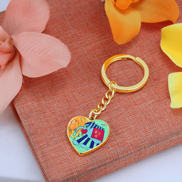 Noble Elephant, Graphic Heart Keychain