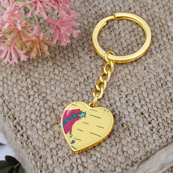 Noble Queen of Hearts, Graphic Heart Keychain