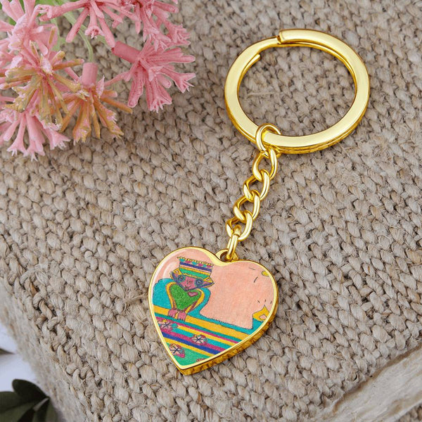 Brave Heart, Graphic Heart Keychain