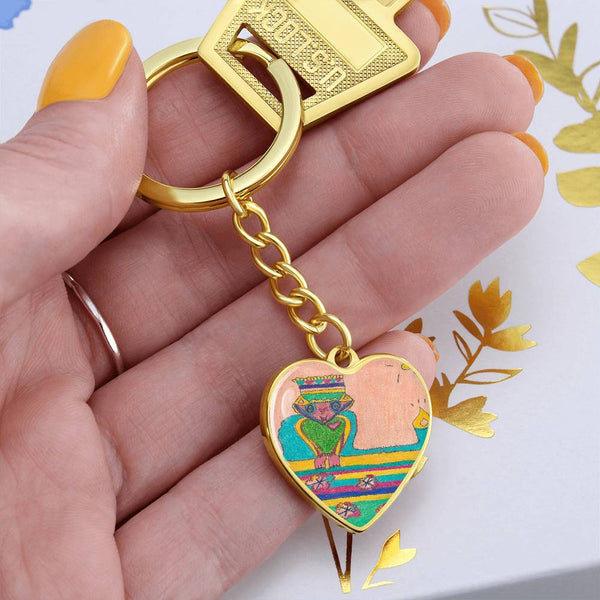 Brave Heart, Graphic Heart Keychain