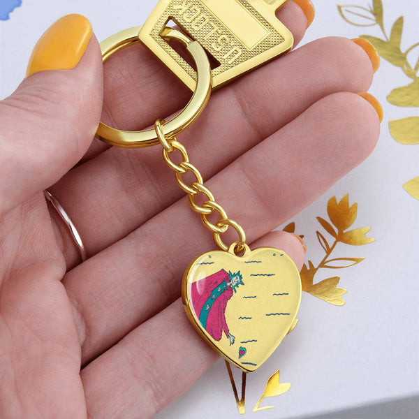 Noble Queen of Hearts, Graphic Heart Keychain