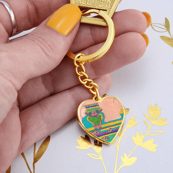 Brave Heart, Graphic Heart Keychain