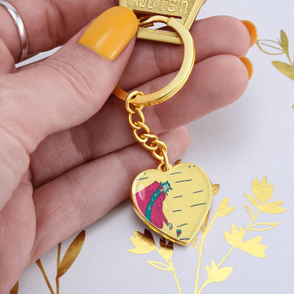 Noble Queen of Hearts, Graphic Heart Keychain