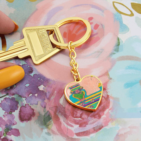 Brave Heart, Graphic Heart Keychain