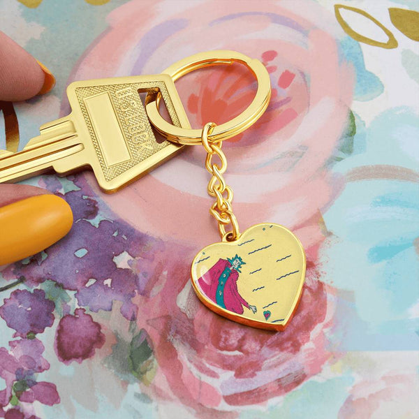 Noble Queen of Hearts, Graphic Heart Keychain