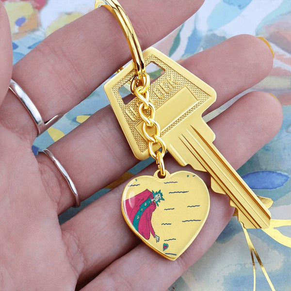 Noble Queen of Hearts, Graphic Heart Keychain
