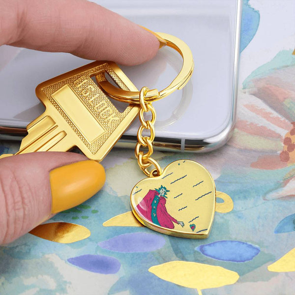 Noble Queen of Hearts, Graphic Heart Keychain