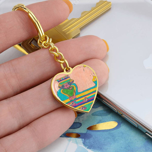 Brave Heart, Graphic Heart Keychain