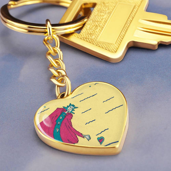 Noble Queen of Hearts, Graphic Heart Keychain