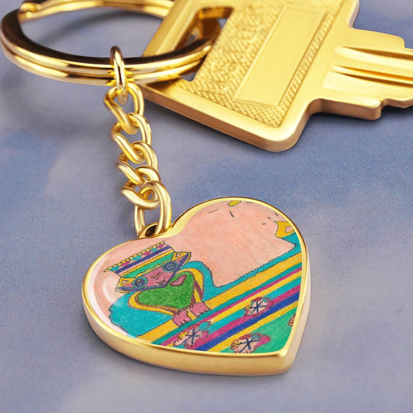 Brave Heart, Graphic Heart Keychain