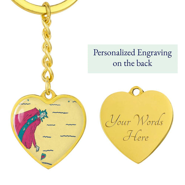 Noble Queen of Hearts, Graphic Heart Keychain