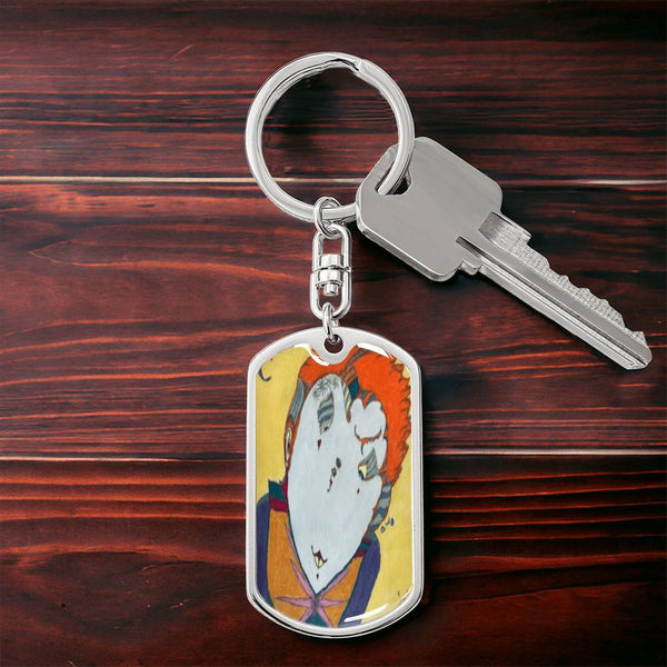 Red Head, Graphic Dog Tag Keychain