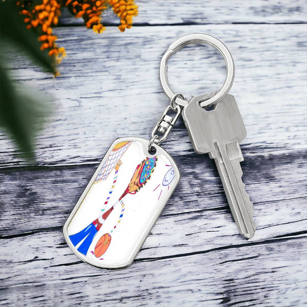 Dribble, Graphic Dog Tag Keychain