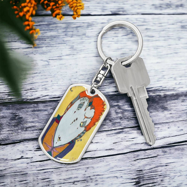 Red Head, Graphic Dog Tag Keychain