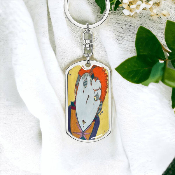 Red Head, Graphic Dog Tag Keychain