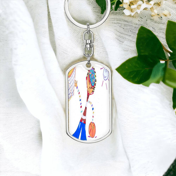 Dribble, Graphic Dog Tag Keychain