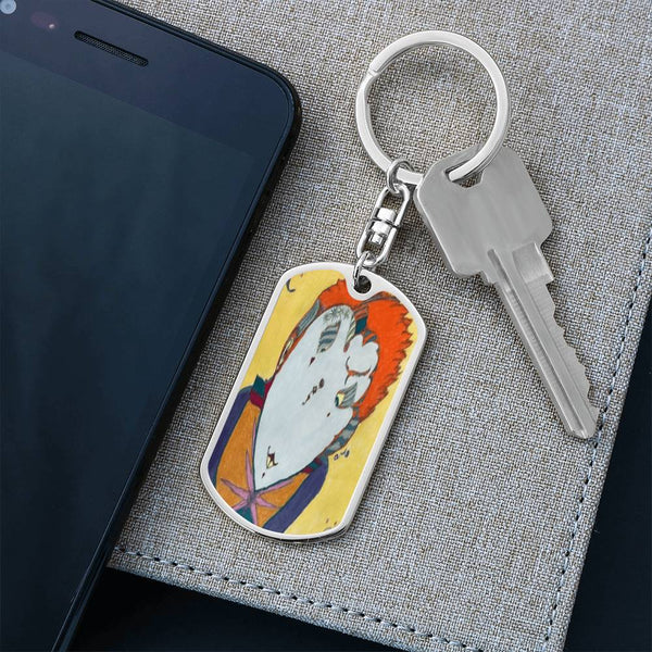 Red Head, Graphic Dog Tag Keychain
