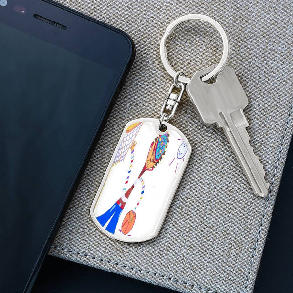 Dribble, Graphic Dog Tag Keychain