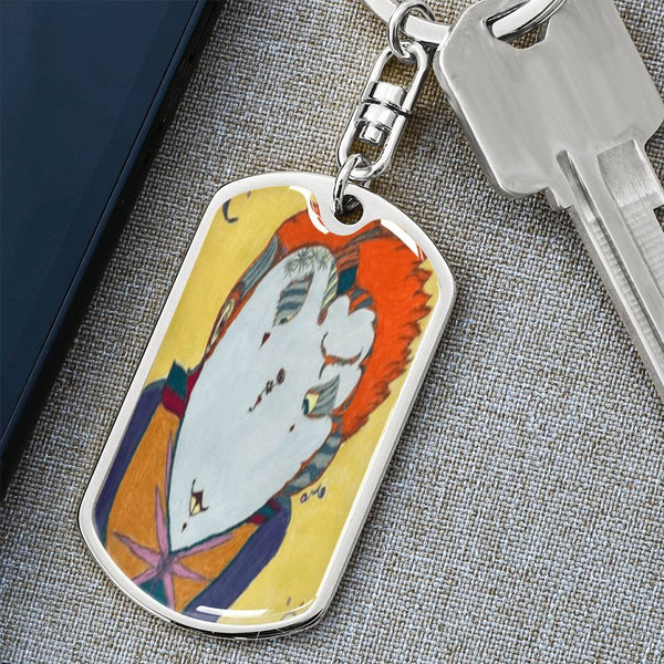 Red Head, Graphic Dog Tag Keychain
