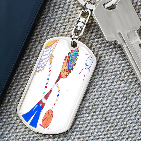 Dribble, Graphic Dog Tag Keychain