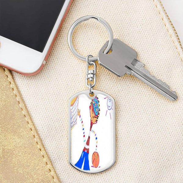 Dribble, Graphic Dog Tag Keychain