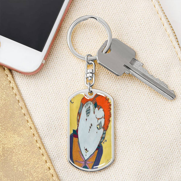 Red Head, Graphic Dog Tag Keychain