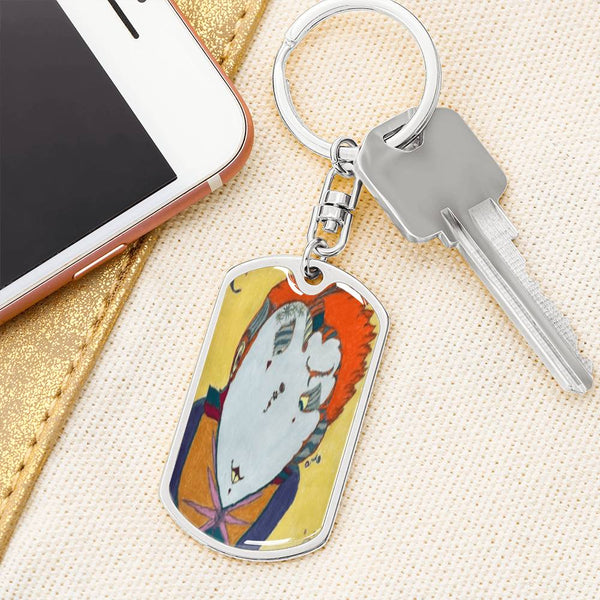 Red Head, Graphic Dog Tag Keychain
