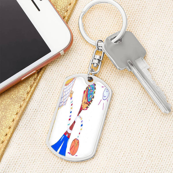 Dribble, Graphic Dog Tag Keychain