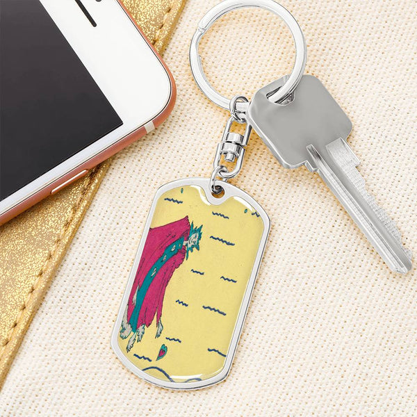 Noble Queen of Hearts, Graphic Dog Tag Keychain