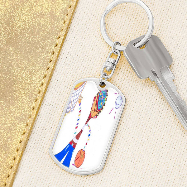 Dribble, Graphic Dog Tag Keychain