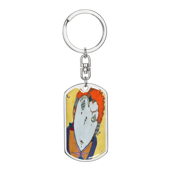 Red Head, Graphic Dog Tag Keychain