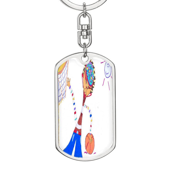 Dribble, Graphic Dog Tag Keychain