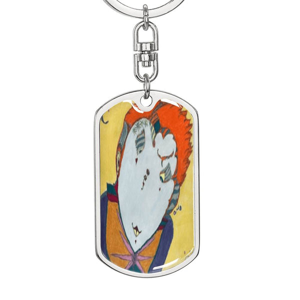 Red Head, Graphic Dog Tag Keychain