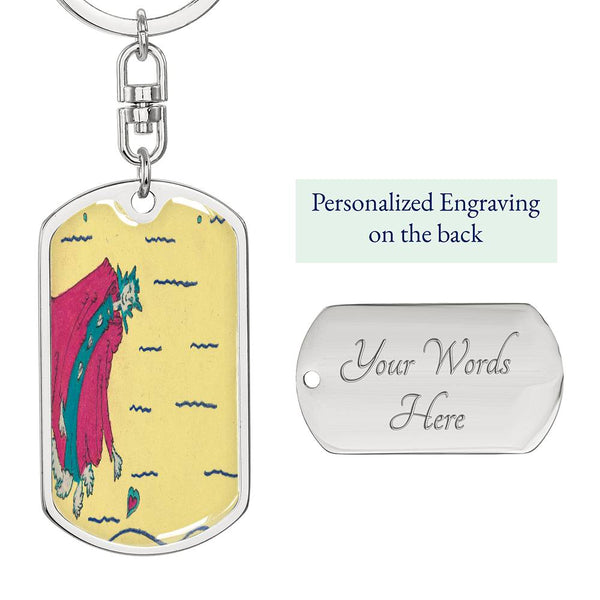 Noble Queen of Hearts, Graphic Dog Tag Keychain