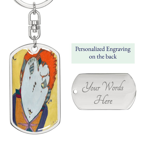Red Head, Graphic Dog Tag Keychain
