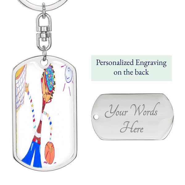 Dribble, Graphic Dog Tag Keychain