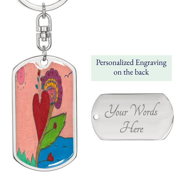 Upright in Heart (My Valentine's), Graphic Dog Tag Keychain