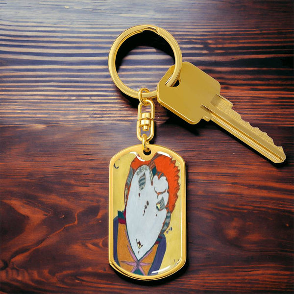 Red Head, Graphic Dog Tag Keychain
